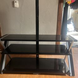 TV Stand With Wall Mount - Heavy Glass 
