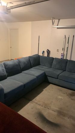 L shaped blue couch