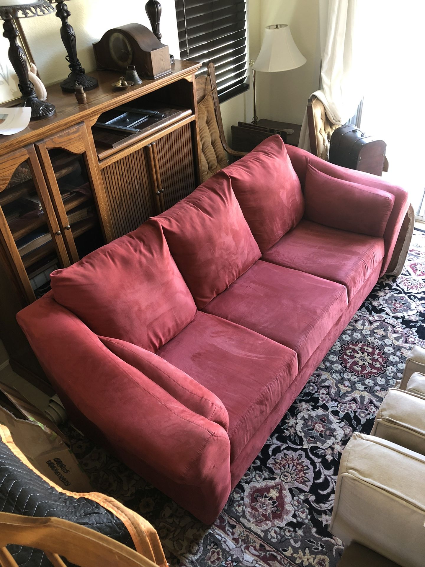 Nice Red Sofa & Ottoman