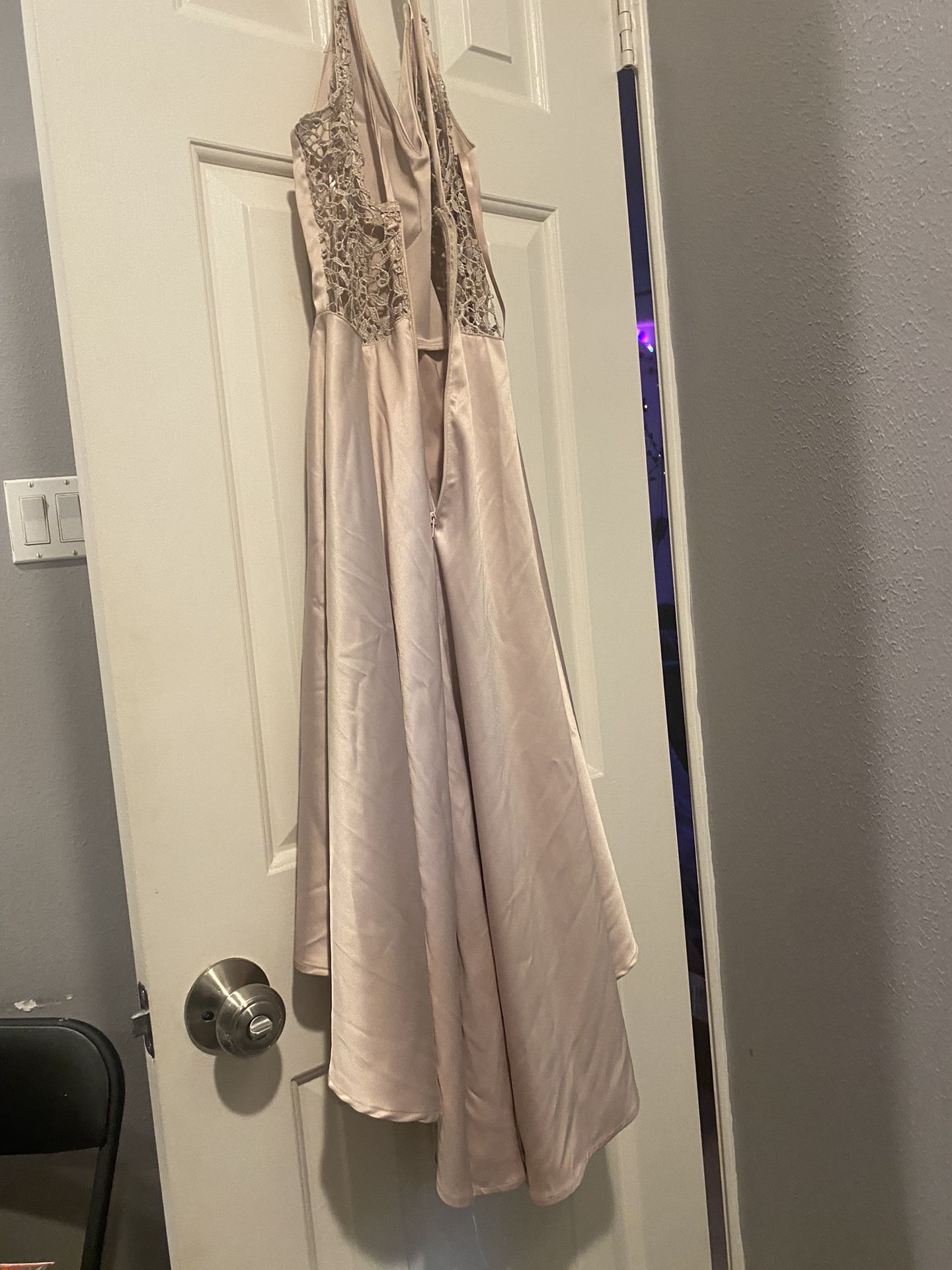 ROSE GOLD HIGH & LOW HOMECOMING/PROM DRESS