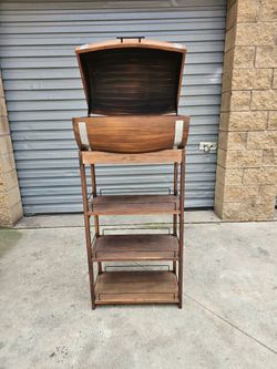 Wood Barrel Cabinet Display Shelf