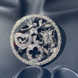 Sterling Silver Women's Heart Butterfly Firefly Pendant, Sparkly CZ Accents