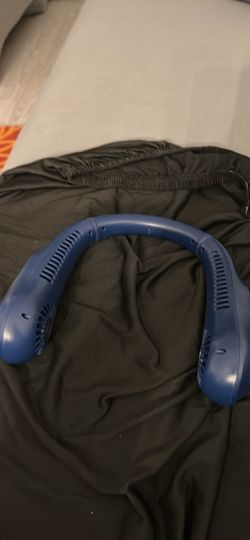 Blue Portable Wearable Neck Fan