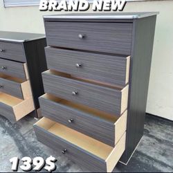 Brand new grey 5 drawer dresser 