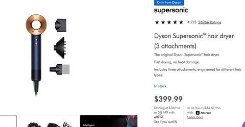 Dyson Supersonic Hair Dryer with Case with 3 Attachments