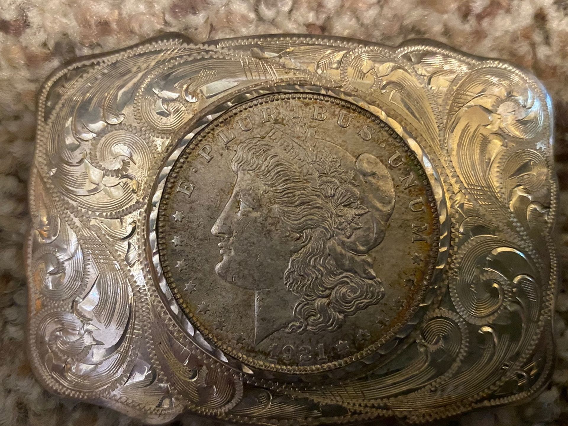 1921 Morgan Silver Dollar Belt Buckle