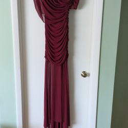 Amanda Uprichard Burgundy Maxi Sheer Dress