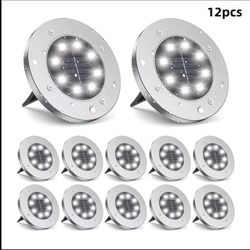 12pcs Outdoor Solar Ground Light, 8 LED