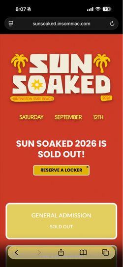 Selling two sunsoaked 2026 tickets