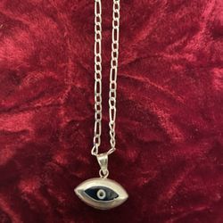 Silver Necklace With  🧿LUCKY🧿BLUE 🧿 EYES🧿Pendant 