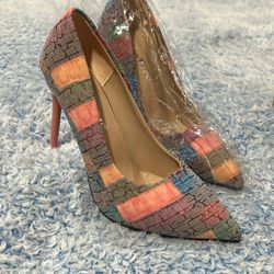 Printed Pointed High Heels 