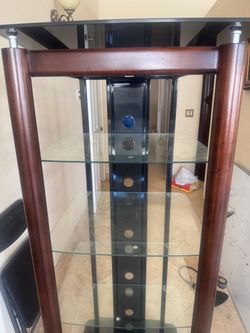 Premium 5-Shelf A/V / Stereo Component Rack – Tempered Glass & Wood