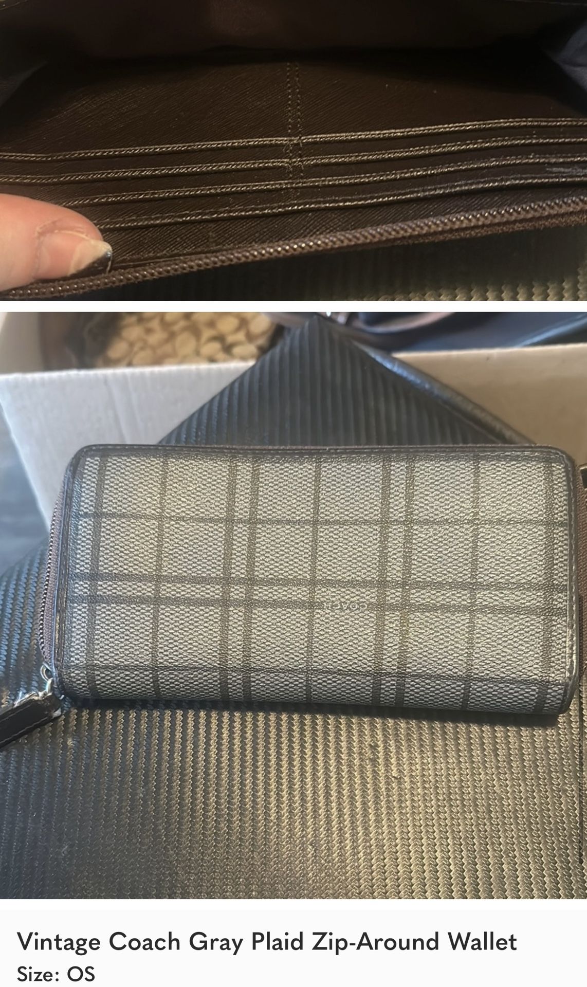 Coach grey and black leather wallet.