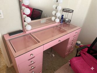 Vanity with lights and mirror