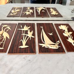 Late Mid Century 60s/70s Bakelite Carved Wall Pictures Made In West Germany