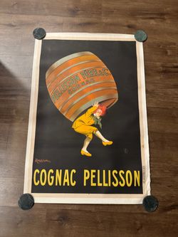 Original Vintage Cognac Pellisson Large Poster by Leonetto Cappiello c1920 Rare