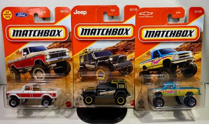🔥🔥Matchbox Lot of 3 Lifted Trucks 74 F100, K1500 Chevy & Jeep Wrangler Superlift
