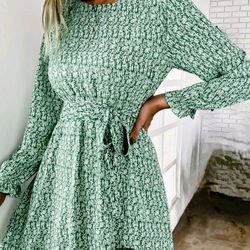 Green Abstract Print Dress