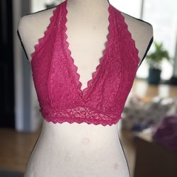 NWOT Pink Lace Halter Bralette