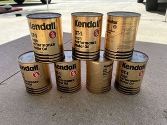 7 Cans Vintage NOS KENDALL GT-1 HIGH PERFORMANCE MOTOR OIL CAN 1 QT. SAE 40