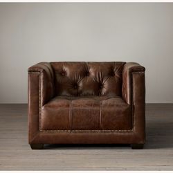 RH Restoration Hardware Leather Chesterfield Chair Sofa