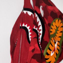 BAPE Color Camo Shark Wide Full Zip Double Hoodie