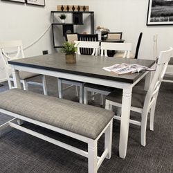 6pc Dining Table + Bench Set - Free Delivery Promo 