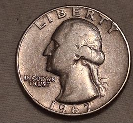 1967 quarter dollar no mind mark