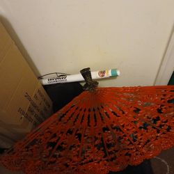 Big Hard Plastic Fan Red And Gold Done By Me Nice Piece For A Wall 15.00