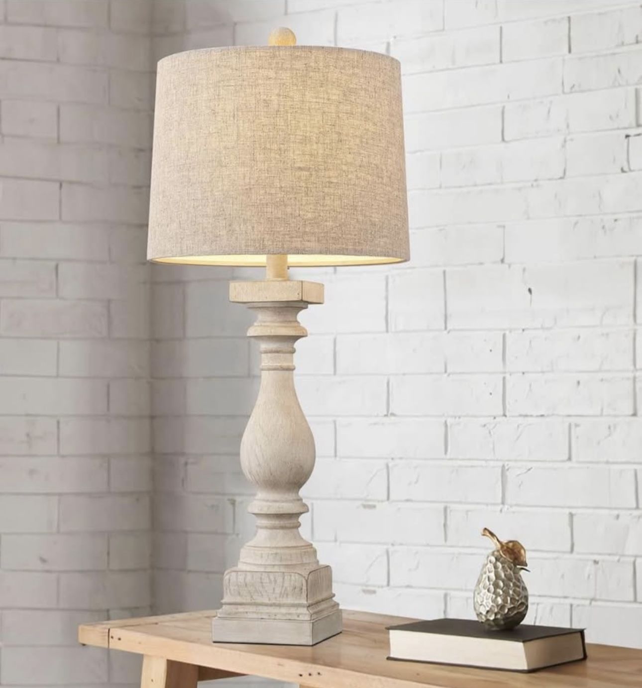 BOBOMOMO 20" Table Lamp Set of 2 for Bedroom Living Room Vintage Rustic - color Antique grey (1 Lamp