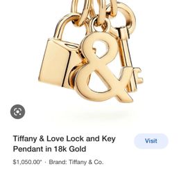 Tiffany & Co. Love Lock and Key Pendant 18k Gold