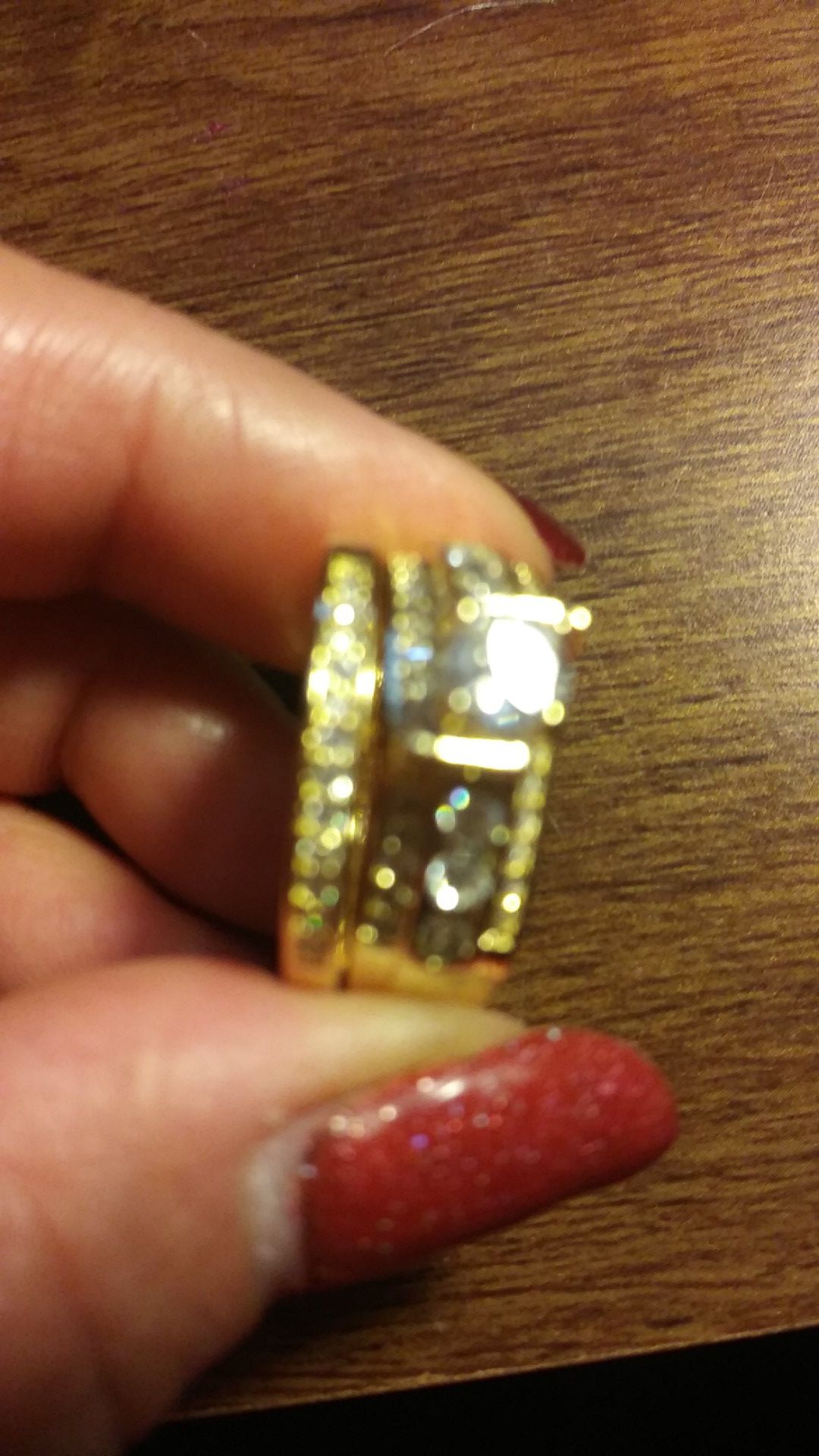 Gold Plated Ladies Wedding Ring Set, size 9🌹