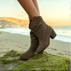 Sheriff Western Rocket Dog Slouch Ankle Boots Womens 7.5 Brown Synthetic Leather