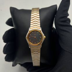 Ebel Wave Ladies Watch 750 18K Gold Bezel Swiss Stainless