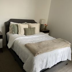 Queen Bed Frame + Mattress + 2 Side Tables & Dresser