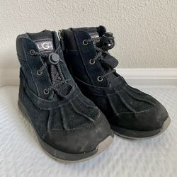Youth UGG Turlock Waterproof Black Suede Boots (Size 13) Insulated Winter Boots