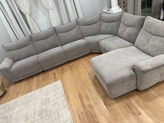 Power Recliner Sectional Light Grey