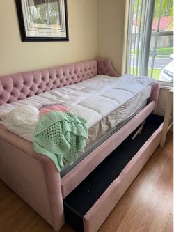 Pink double bunk bed