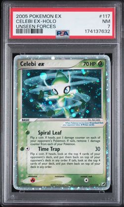 Celebi ex 117/115 EX Unseen Forces Holo PSA 7. New Cert DOUBLE🌀SWIRLS🌀