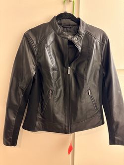 Kenneth Cole Black Leather Moto Jacket