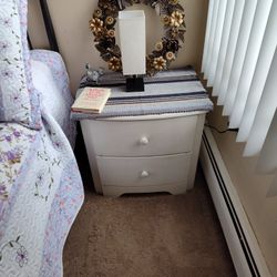 $15 - White Two Drawer Nightstand