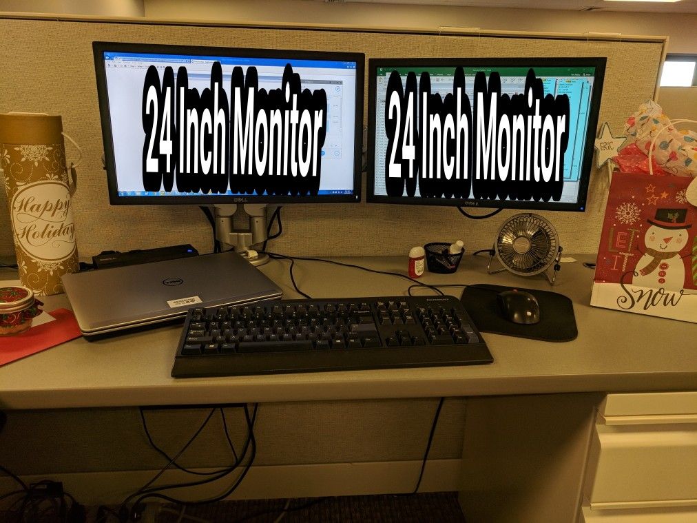 Dual Monitor stand with two 24 inch monitors