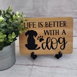 Life Is Better With A Dog Farmhouse Style Wood Sign Decor 