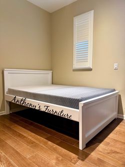 White Full Bed With Mattress