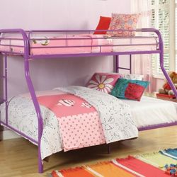 Brand New Purple Solid Metal Twin Over Full Bunk Bed 