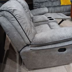 *Spectacular Deal*---Barcelona Mature Gray Fabric Reclining Sofa/Loveseat Sets---Delivery And Easy Financing Available👌