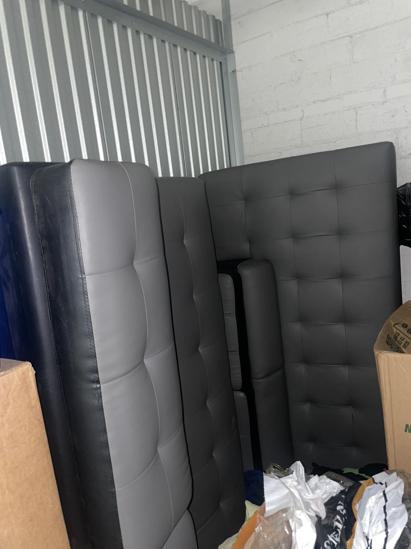 Black And Grey Leather Sectional For Sale
