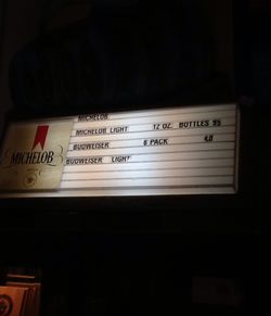 Michelob Beer Price Sign Lights up