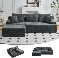 Boneless Couch, L Shaped Cloud Sectional Couches for Living Room, Comfy Fluffy Modular Sectional Sofa, Deep Seat Memory Foam Lounger with Left Facing 