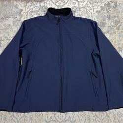 Duluth Trading Co Jacket Mens Size L Blue Fleece Lined Full Zip Nylon Pockets